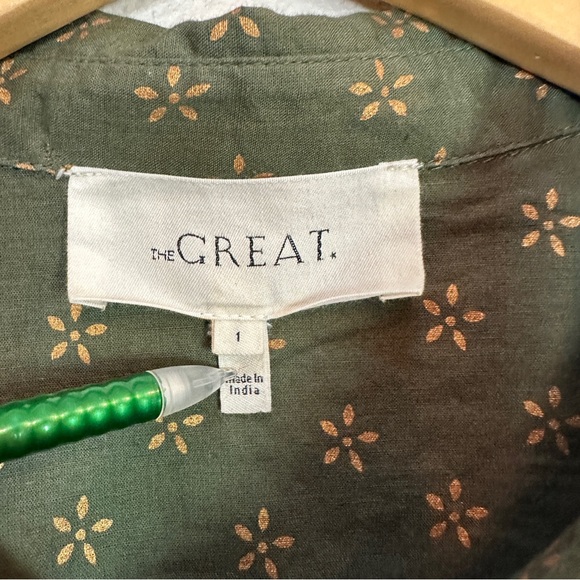 The Great Westerner Top in Army‎ Green w/ Gold Stamp Women’s Sz 1 / Small NWOT - Picture 4 of 6